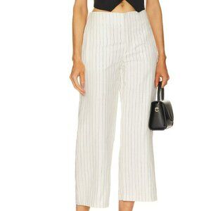 Rag & Bone Striped Dylan Cropped Wide Leg Linen Blend Pants 00